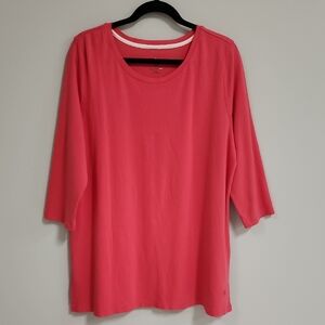 Isaac Mizrahi Essentials 3/4 Sleeve Tunic Top Pink XL